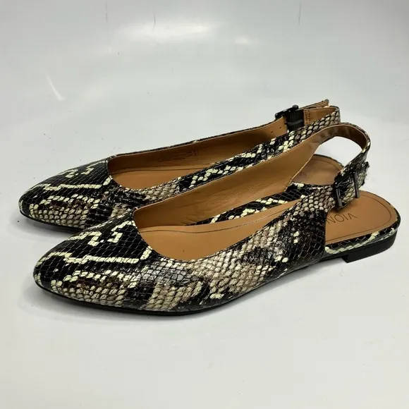 Vionic Jade Boa Slingback shoes snake skin print leather size 6.5