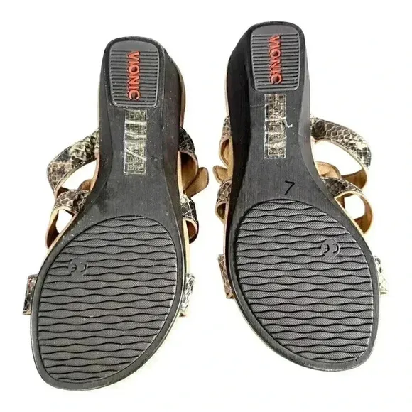 Vionic Radia Sandals Shoes Women's 6 Wedge Snake Print Leather 37
