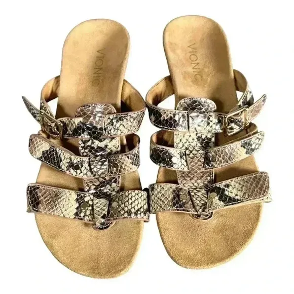 Vionic Radia Sandals Shoes Women's 6 Wedge Snake Print Leather 37