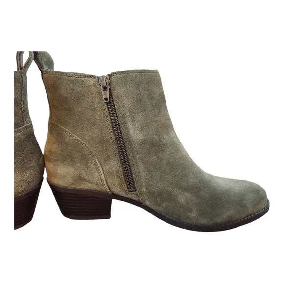 Vionic Roseland ankle boots olive green womens sz 9 leather suede