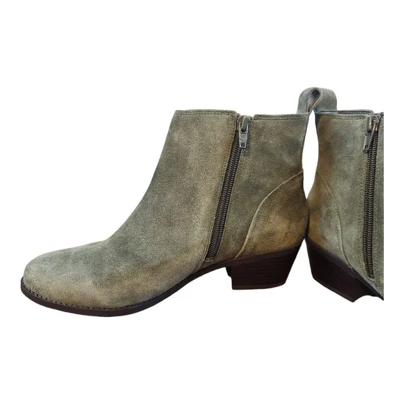 Vionic Roseland ankle boots olive green womens sz 9 leather suede