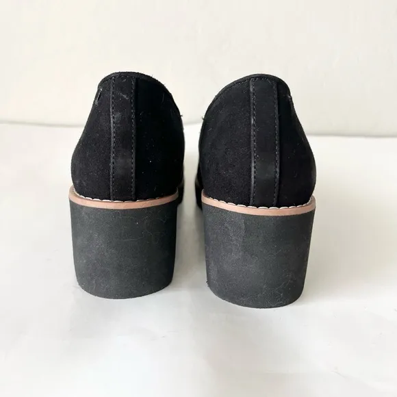 Vionic Willa wedge loafer shoes black 7 suede leather