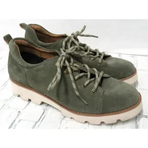 Vionic Womens Ballari Olive Suede Lace Up Shoes Size 7 Wide Lug Soles Comfort