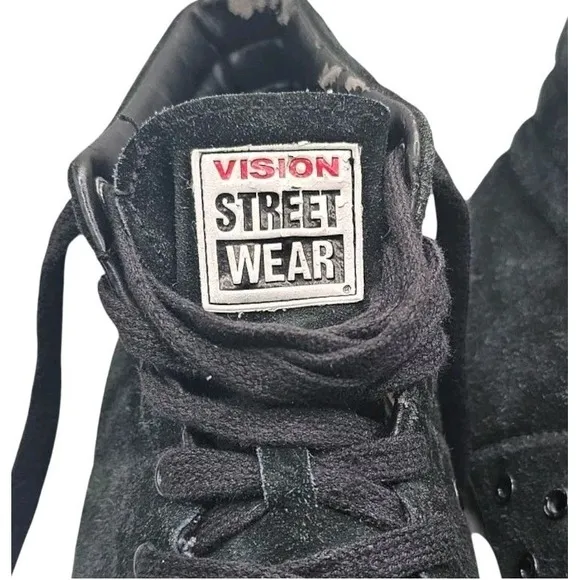Vision Street Wear Suede HiTop Mens Black Skate Shoes Size 10 Retro Skateboard