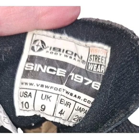 Vision Street Wear Suede HiTop Mens Black Skate Shoes Size 10 Retro Skateboard