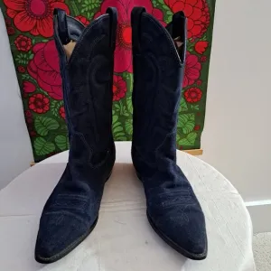 Vittorio Ricci blue Suede Leather Cowboy Western Boots