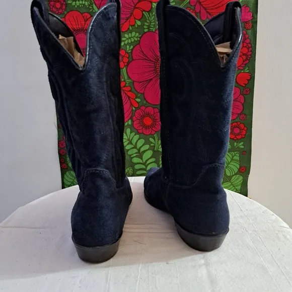 Vittorio Ricci blue Suede Leather Cowboy Western Boots