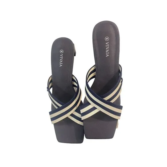 Vivaia Jennifer Square-Toe Block Heel Criss-Cross Sandal 40 US 9