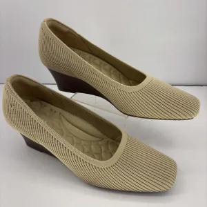 Vivaia Square-Toe Wedge (Margot Wedge Pro) Almond Brown Womens Size US 8.5-9
