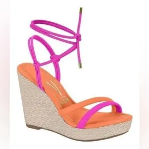 Vizzano Pink Orange Lace-Up Women’s Plataform Sandals