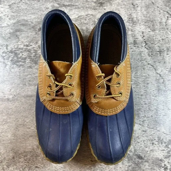 VTG! LL BEAN Women's Brown Leather Maine Hunting Shoe Duck Boots Low Rubber 9 M