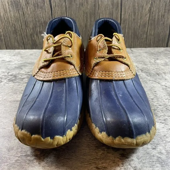 VTG! LL BEAN Women's Brown Leather Maine Hunting Shoe Duck Boots Low Rubber 9 M