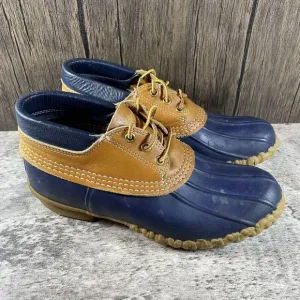 VTG! LL BEAN Women's Brown Leather Maine Hunting Shoe Duck Boots Low Rubber 9 M