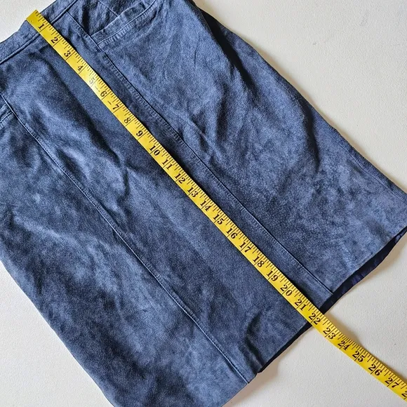 VTG Pig Suede Skin, Woodward Collection Back Slit Vintage Blue Skirt Sz 10