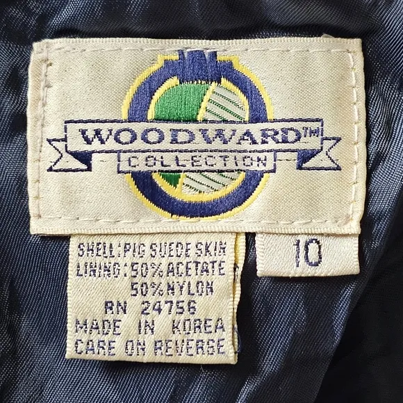 VTG Pig Suede Skin, Woodward Collection Back Slit Vintage Blue Skirt Sz 10