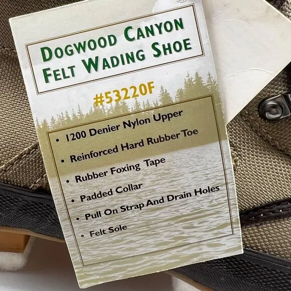 Wading Fishing Boots Mens 11 Dogwood Canyon Felt Wading #53220F Rubber Toe Shoe