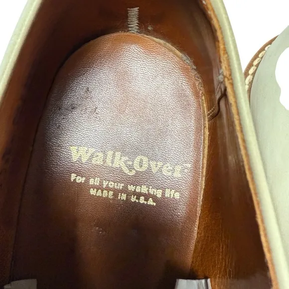 Walk-Over Men’s Ivory Cream Nubuck Suede Leather Shoes Size US 10.5 (READ)