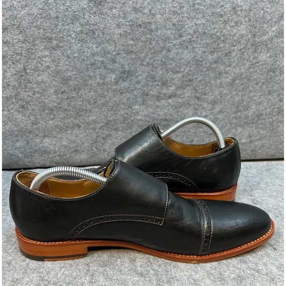 Warfield &amp; Grand Double Monk Strap Dress Shoes Leather Cap Toe Black Men's 10.5