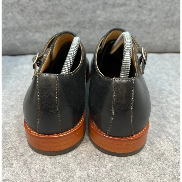 Warfield &amp; Grand Double Monk Strap Dress Shoes Leather Cap Toe Black Men's 10.5
