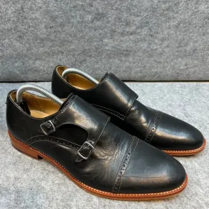 Warfield &amp; Grand Double Monk Strap Dress Shoes Leather Cap Toe Black Men's 10.5