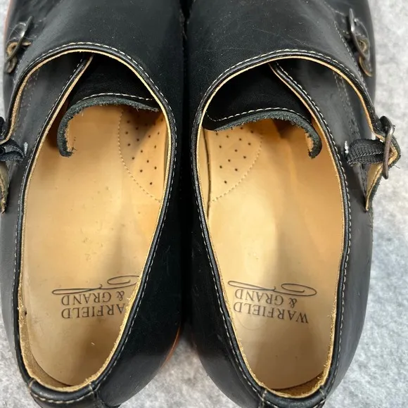 Warfield &amp; Grand Double Monk Strap Dress Shoes Leather Cap Toe Black Men's 10.5
