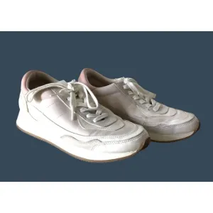 White &amp; Pink Women's Sneakers with Lace-Up Design &amp; Rubber Sole Size 9