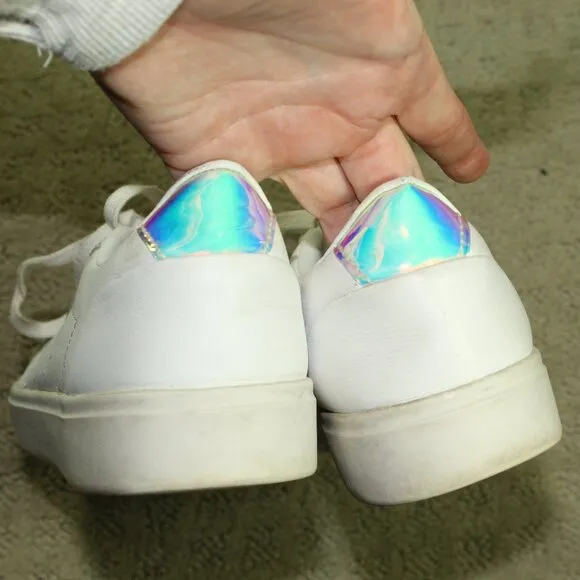 Wm Size 7 - Adidas Sleek Footwear White with Iridescent Accents Athletic Shoes
