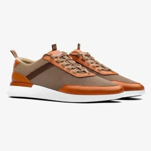Wolf and Shepherd Crossover Victory Trainer Shoes Leather Khaki Honey Mens 10.5