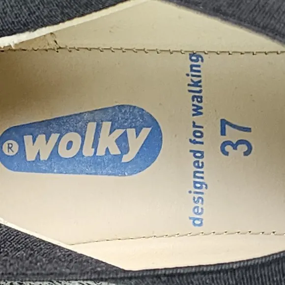 Wolky Shoes Women's 6 37 Gray Black Slip On Comfort Walking Low Top Flat Loafer