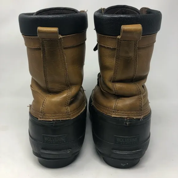 Wolverine Brown leather Blk Rubber Boots, Size 10