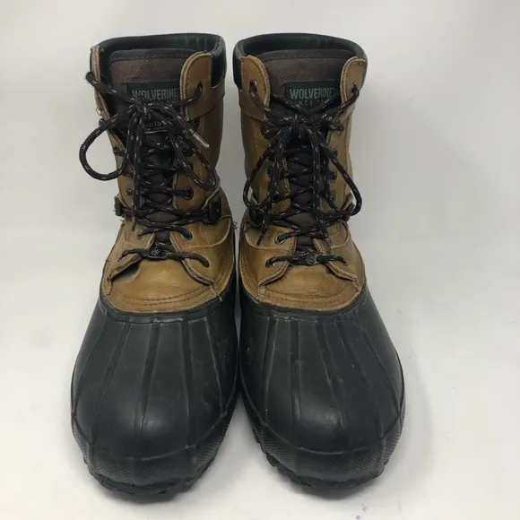 Wolverine Brown leather Blk Rubber Boots, Size 10
