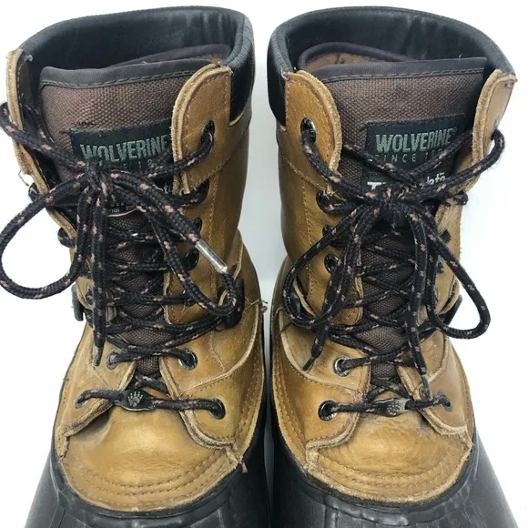 Wolverine Brown leather Blk Rubber Boots, Size 10