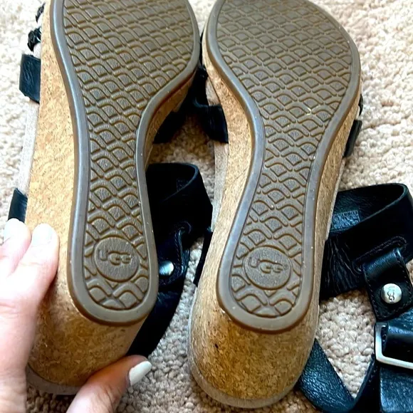 Woman’s Ugg black leather convertible sandals