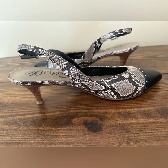 Women’s Brighton FRIRZE Black Snake Pattern Leather Dress Shoes - Size 9