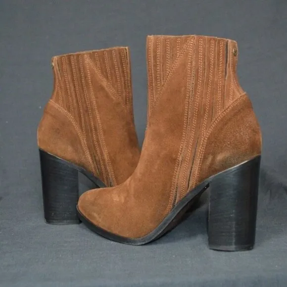 Womens Buttero Coco Brown Suede Tres Durango Cowboy Ankle Boots 7.5 NIB ITALY
