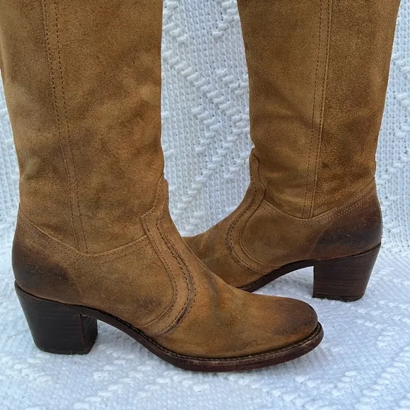Women’s Frye Jane Stitch Oiled Suede Leather Boots sz 8
