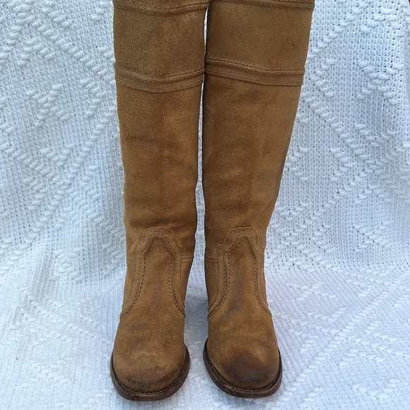 Women’s Frye Jane Stitch Oiled Suede Leather Boots sz 8