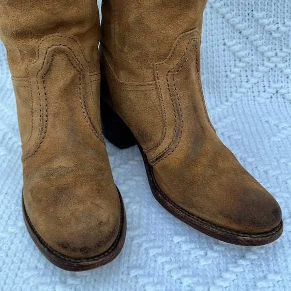Women’s Frye Jane Stitch Oiled Suede Leather Boots sz 8