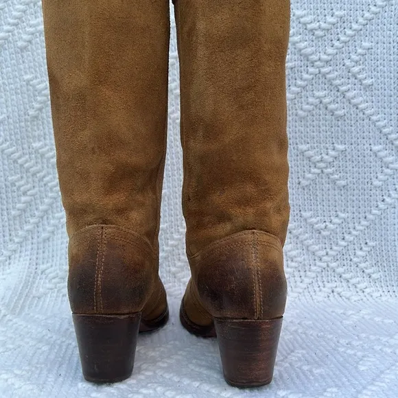 Women’s Frye Jane Stitch Oiled Suede Leather Boots sz 8