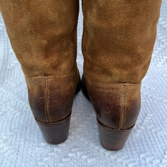 Women’s Frye Jane Stitch Oiled Suede Leather Boots sz 8
