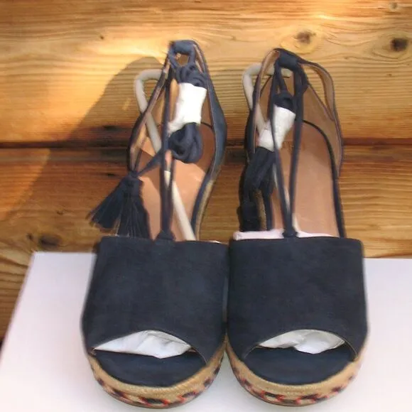 Womens  Navy 10 Wedge Sandals Shoes
