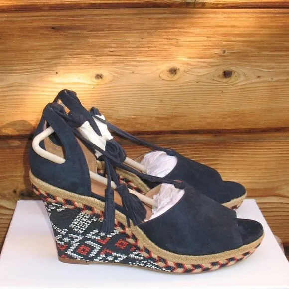 Womens  Navy 10 Wedge Sandals Shoes