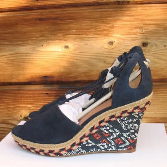 Womens  Navy 10 Wedge Sandals Shoes