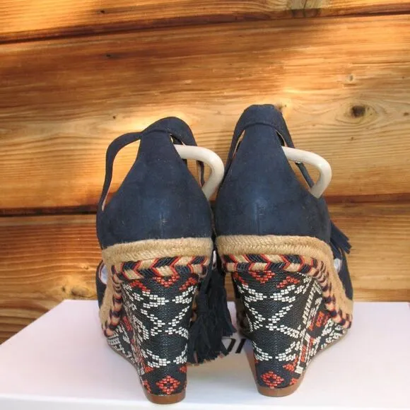 Womens  Navy 10 Wedge Sandals Shoes
