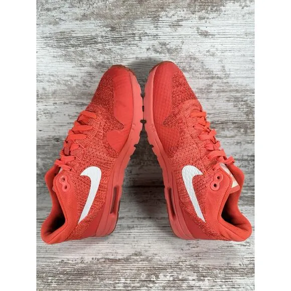 Women's Nike Air Max 1 Ultra Flyknit Bright Crimson Red Sneakers Sz 8.5 Athletic