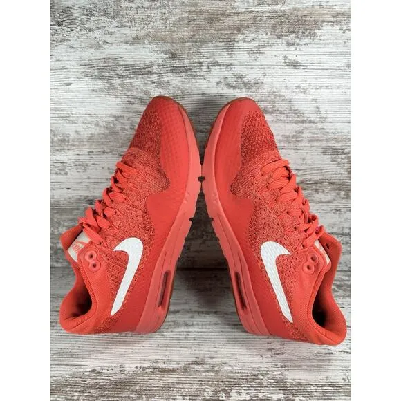 Women's Nike Air Max 1 Ultra Flyknit Bright Crimson Red Sneakers Sz 8.5 Athletic