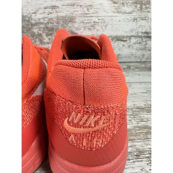Women's Nike Air Max 1 Ultra Flyknit Bright Crimson Red Sneakers Sz 8.5 Athletic