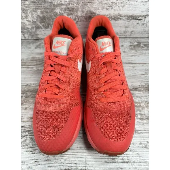 Women's Nike Air Max 1 Ultra Flyknit Bright Crimson Red Sneakers Sz 8.5 Athletic