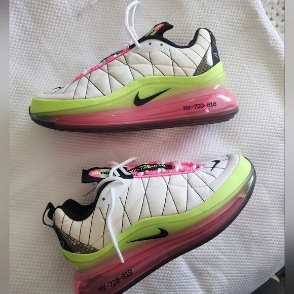 Women's NIKE MX-720-818 white pink blast ghost green sneakers shoes
