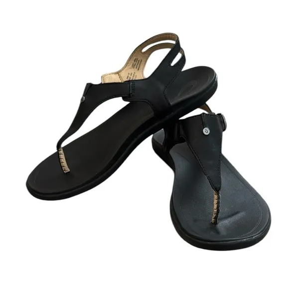 Women’s Olukai Eheu Sandals Leather Black 6